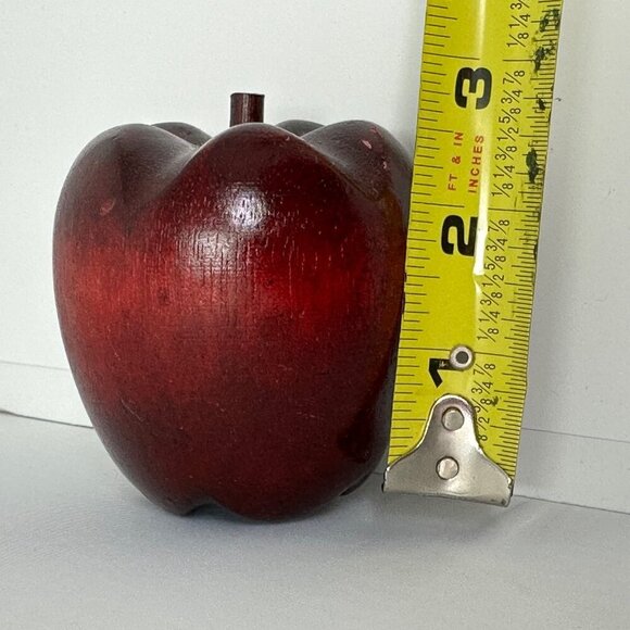 Set Of 5 Red Wooden Apples Rustic Farmhouse Kitchen Bowl Filler Decor Primitive - Picture 9 of 15